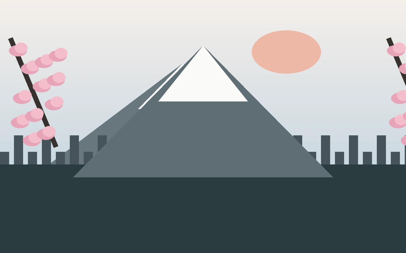 Mount Fuji and cherry blossom inspired scene